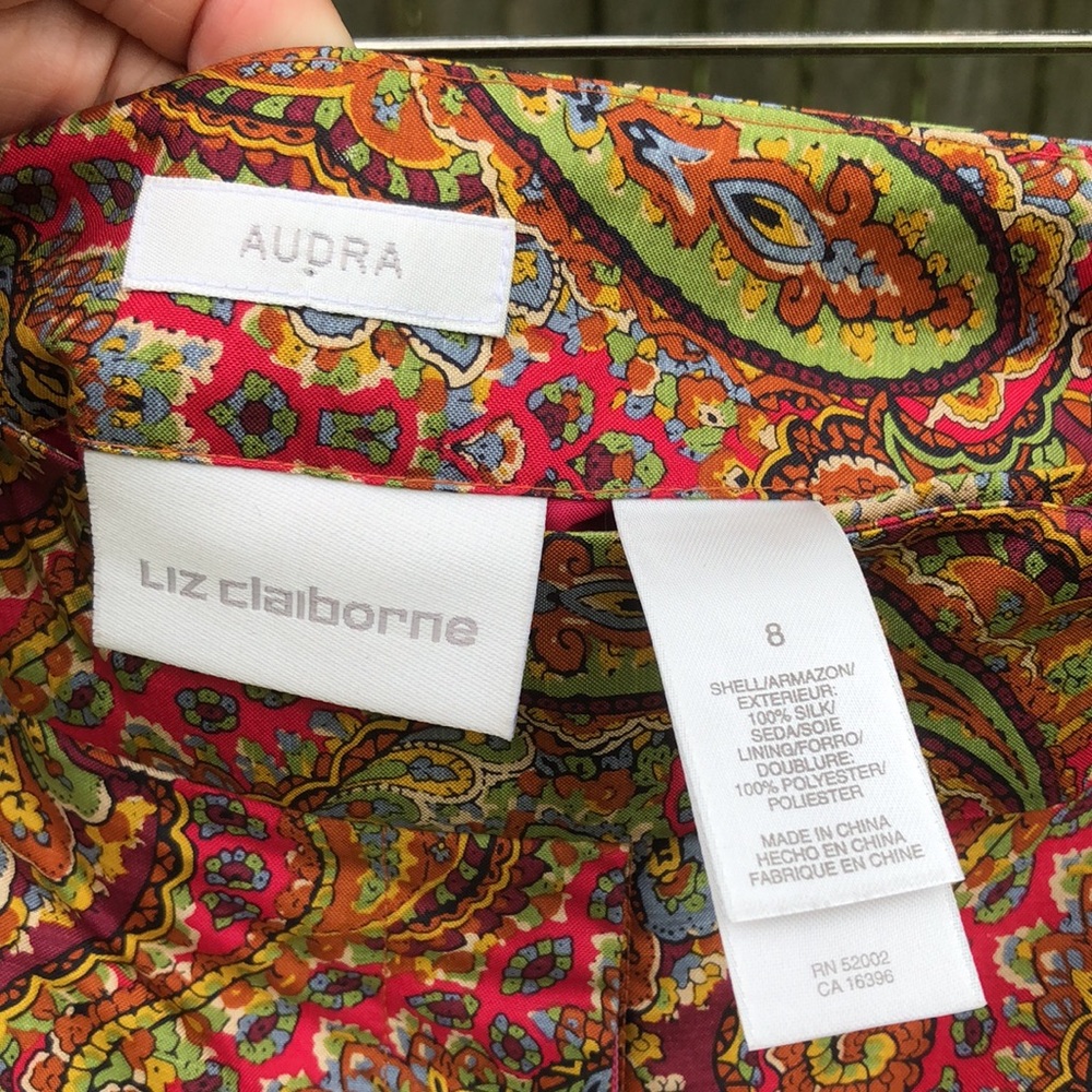 8 Silk Paisley Pants Audra Liz Claiborne - Picture 2 of 8